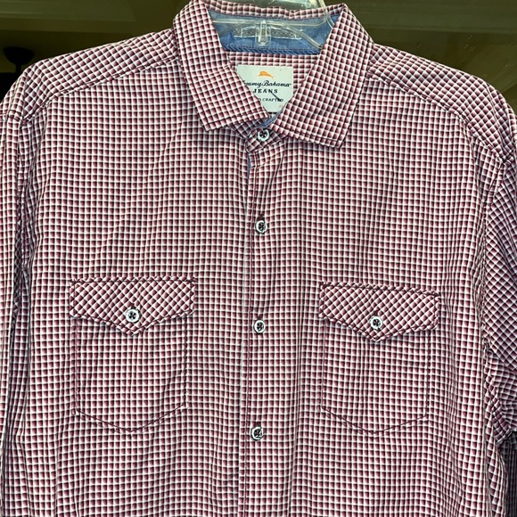 Tommy Bahama Jeans Shirt Island Crafted Button Front Mens Large Long Sleeve Red - Picture 7 of 16